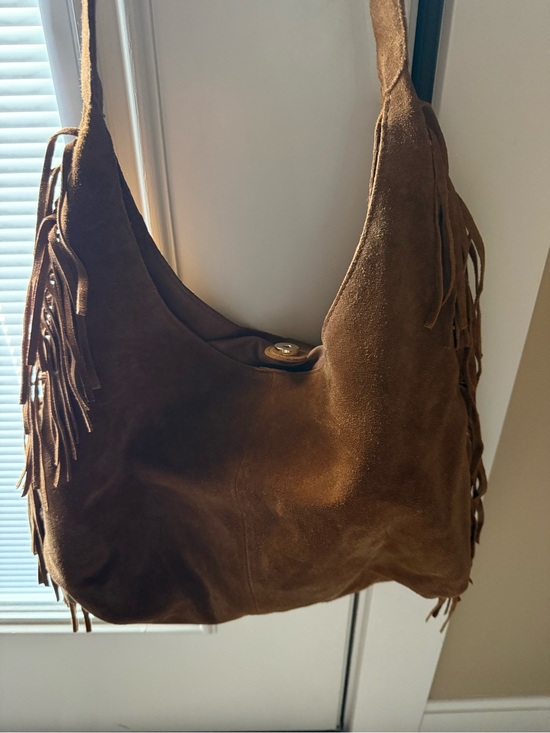 Haute Hippie Handbags - Haute Hippie Brown Suede Fringe Hobo Bag